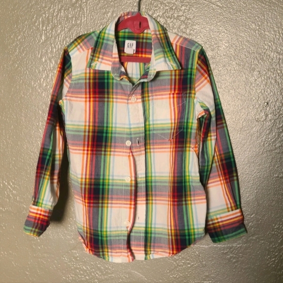 Gap boys plaid XS 4-5 100% cotton button-down shirt long sleeve - Picture 10 of 10
